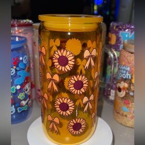 Yellow Sunflower and Bow Jar